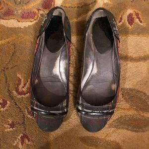 Coach Grey and Red Plaid Flats
